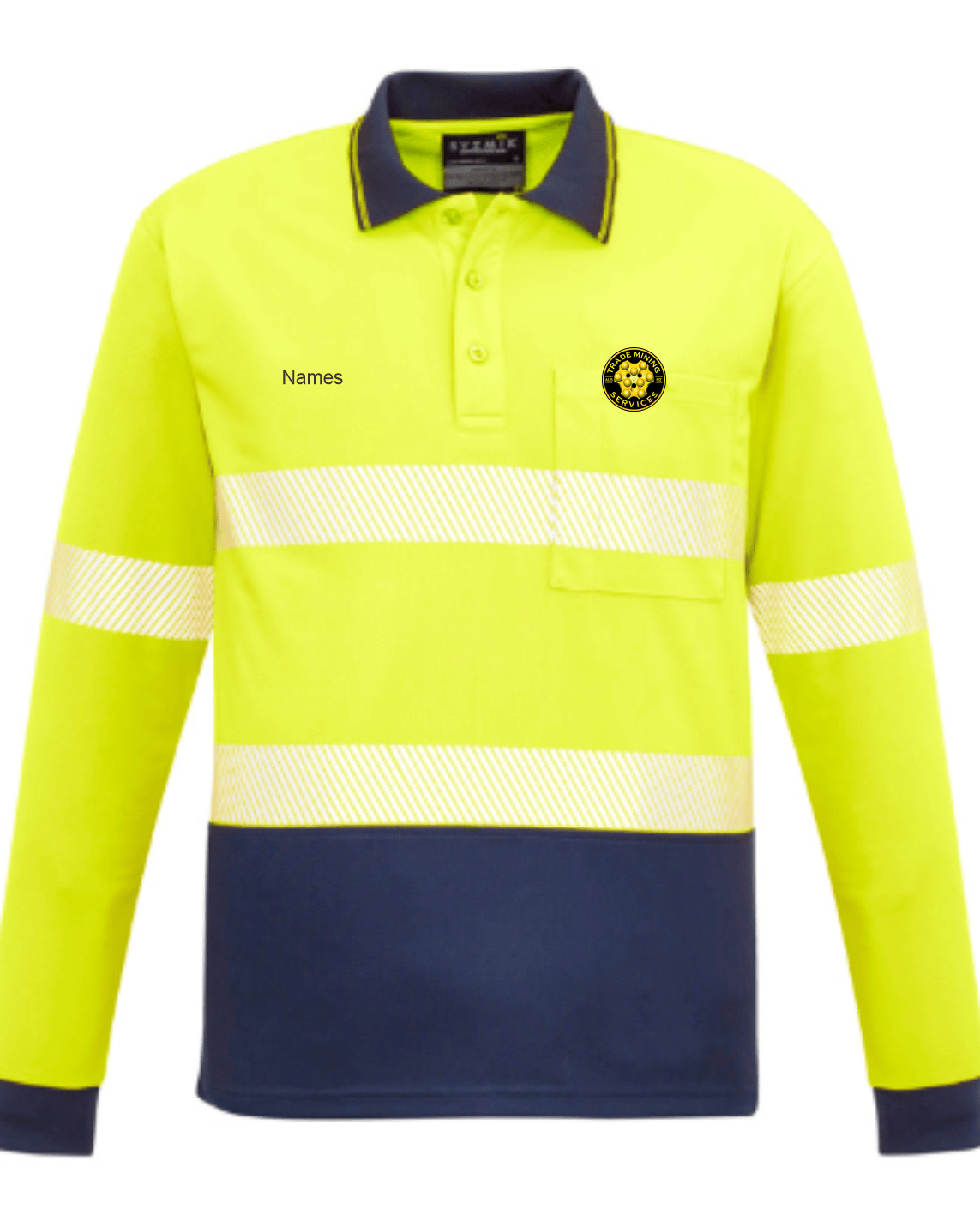 TMS Unisex Hi Vis Segmented Long Sleeve Polo Hoop Taped ZH530 x 3