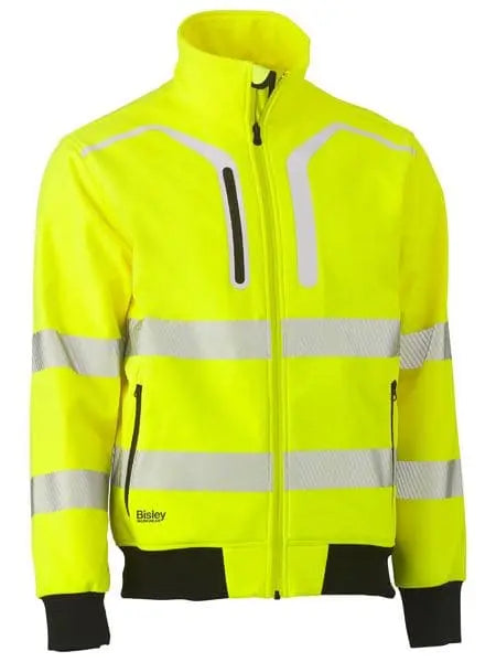 Bisley Taped Hi Vis Soft Shell Bomber Jacket BJ6979T Worl Wear Bisley Workwear YELLOW (BF51) XS