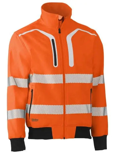 Bisley Taped Hi Vis Soft Shell Bomber Jacket BJ6979T Worl Wear Bisley Workwear ORANGE (BF61) XS