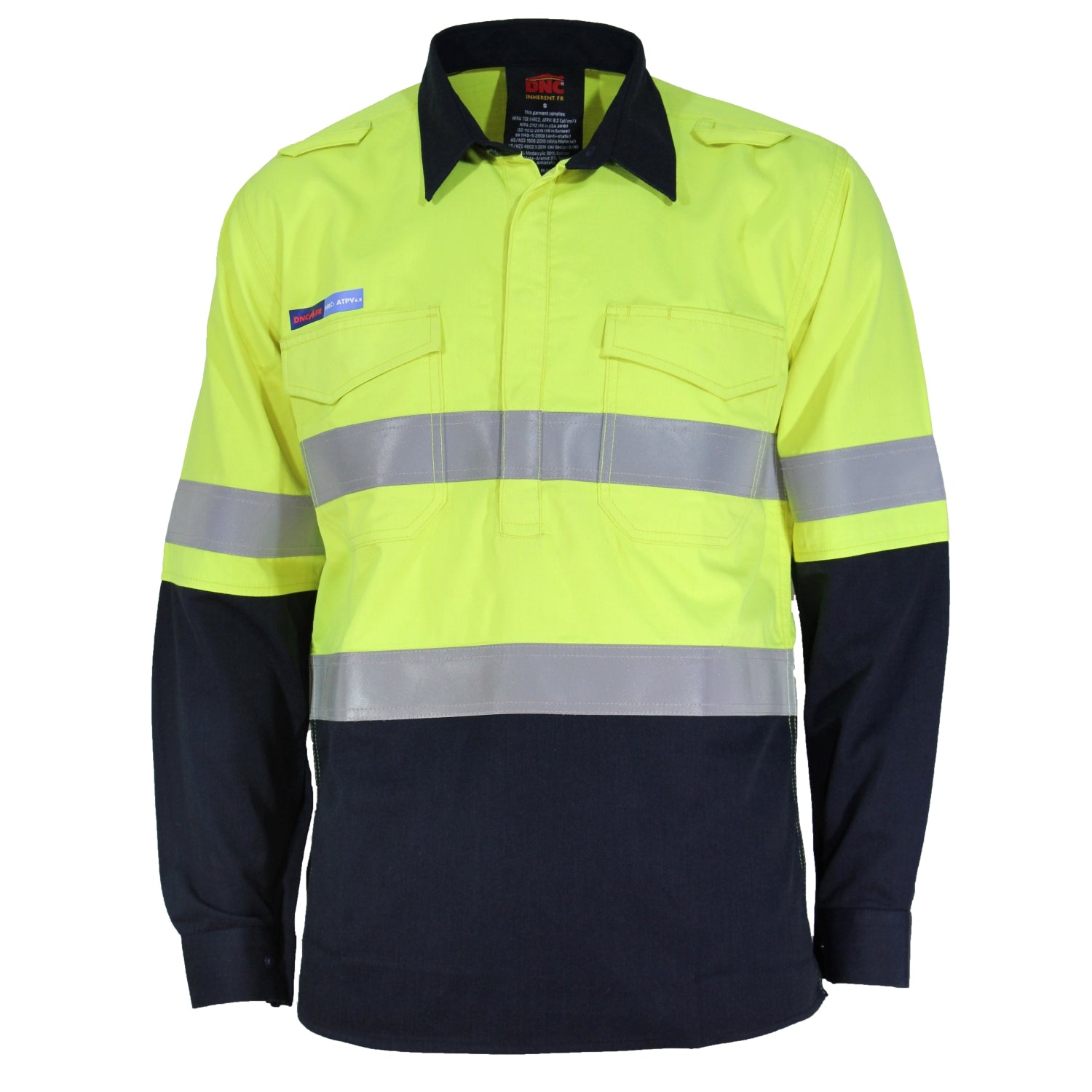 Flamearc Hrc1 C/fl/w D/n Shirt - 3447 Work Wear DNC Workwear Yellow/Navy XS 