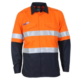 Flamearc Hrc2 2t M/w D/n Shirt - 3455 Work Wear DNC Workwear Orange/Navy XS 