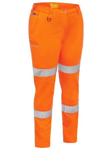 Bisley Women's Taped Mid Rise Stretch Cotton Pants BPL6015T Work Wear Bisley Workwear Orange 6 