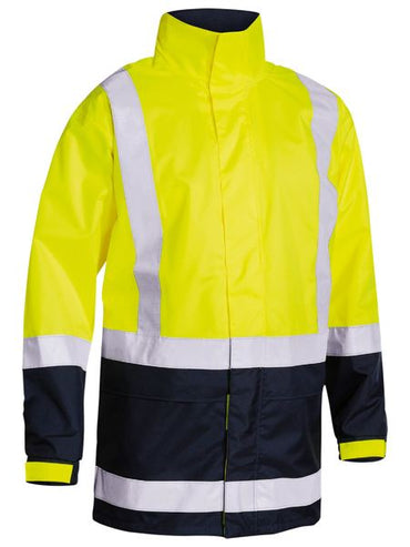 Bisley Taped Hi Vis Recycled Rain Shell Jacket BJ6766T Work Wear Bisley Workwear YELLOW/NAVY XS 