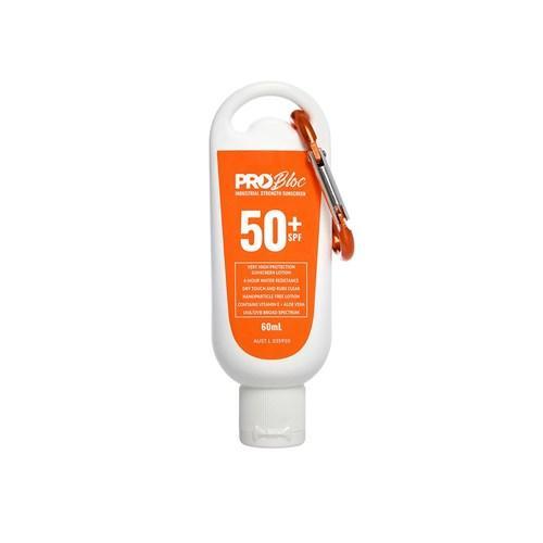 Pro Choice Pro-bloc 50+ Sunscreen With Carabiner Clip X12 - SS60C-50 PPE Pro Choice 60ML FLIP TOP BOTTLE  