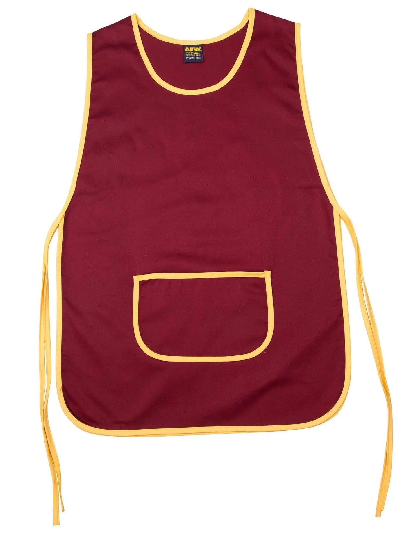 Ladies' Smock Apron AP05 Hospitality & Chefwear Australian Industrial Wear Maroon/Gold