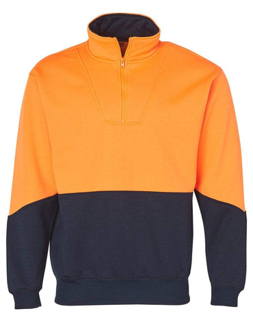Hi-vis Long Sleeve Fleece Sweat SW13A Work Wear Australian Industrial Wear S Fluoro Orange/Navy 