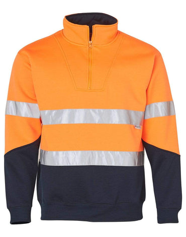 Hi-vis Long Sleeve Fleece Sweat SW14 Work Wear Australian Industrial Wear S Fluoro Orange/Navy 