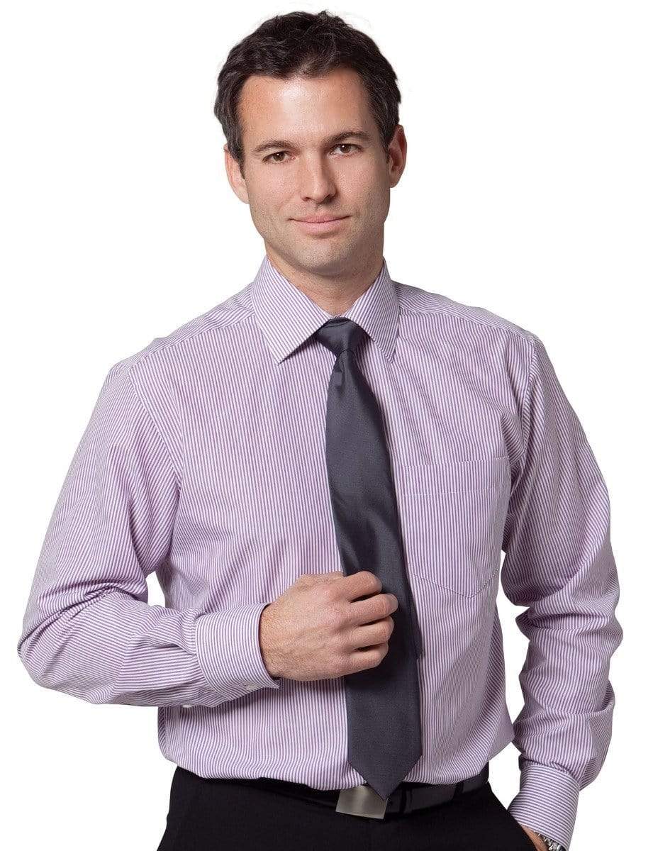 BENCHMARK Men's Balance Stripe Long Sleeve Shirt M7232 Corporate Wear Benchmark Violet/White 38 