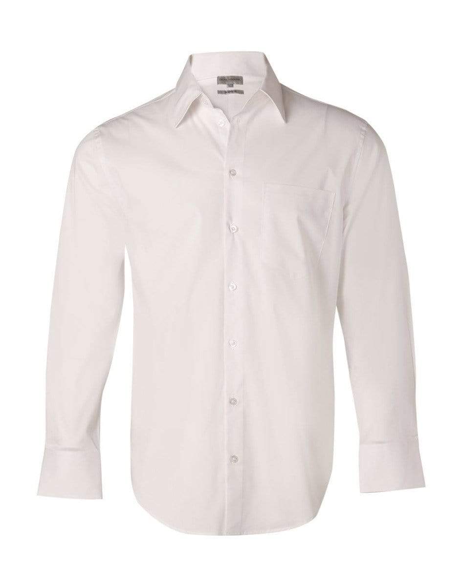 BENCHMARK Men's Cotton/Poly Stretch Long Sheeve Shirt M7020L Corporate Wear Benchmark White 42 
