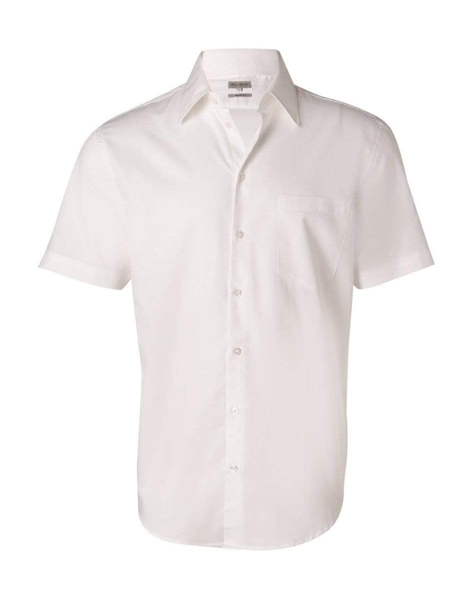 BENCHMARK Men's Fine Twill Short Sleeve Shirt M7030S Corporate Wear Benchmark White 40 