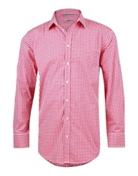 BENCHMARK Men’s Gingham Check Long Sleeve Shirt with Roll-up Tab Sleeve M7300L Corporate Wear Benchmark Red/White XS 