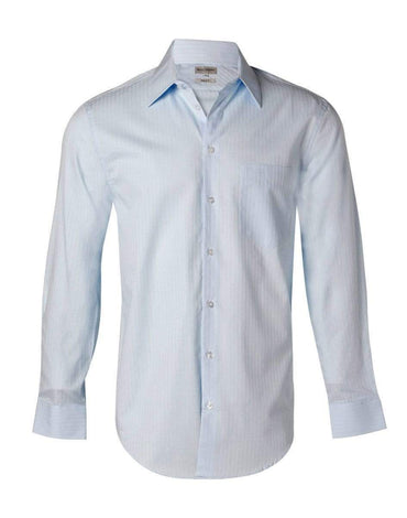 BENCHMARK Men's Self Stripe Long Sleeve Shirt M7100L Corporate Wear Benchmark Pale Blue 40 