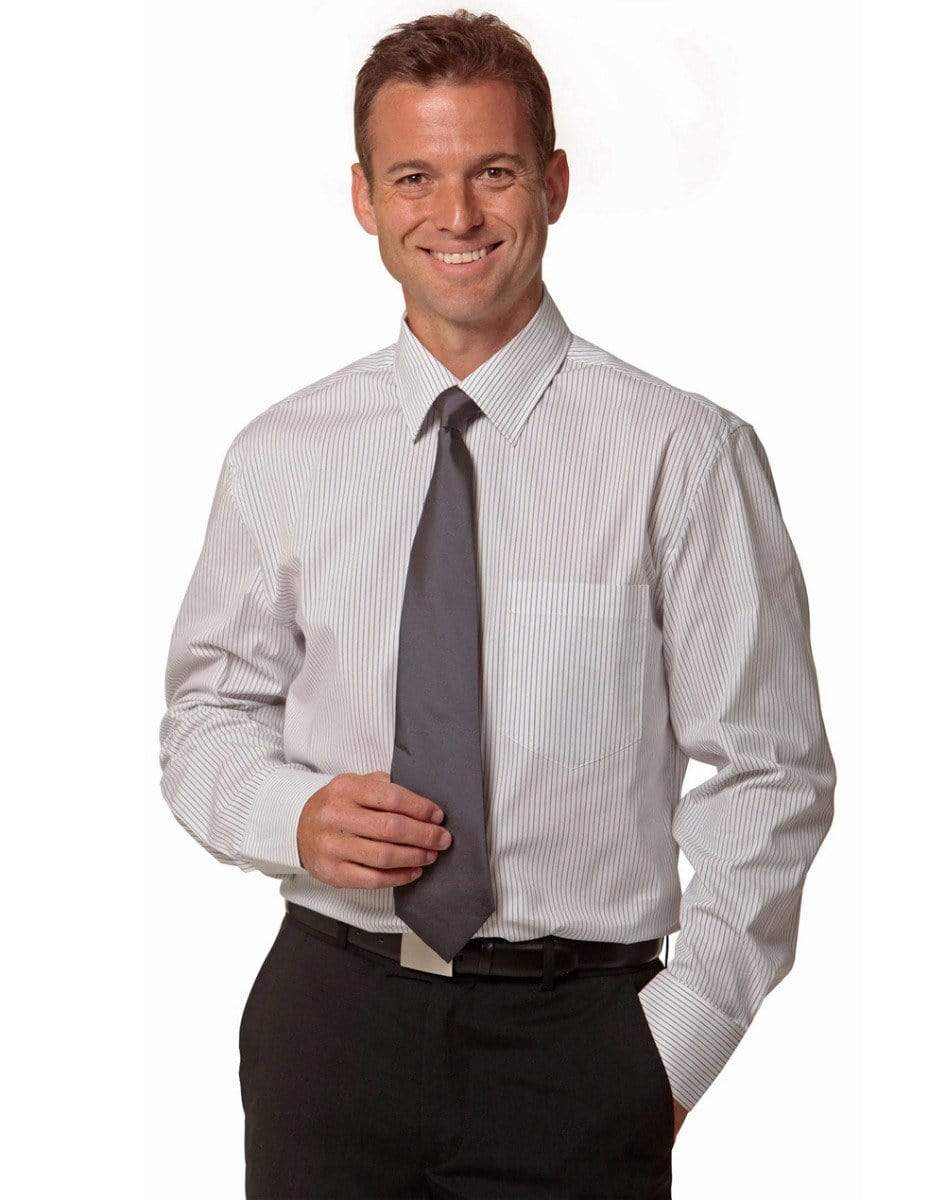 BENCHMARK Men's Ticking Stripe Long Sleeve Shirt M7200L Corporate Wear Benchmark   