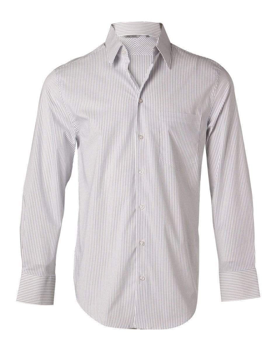 BENCHMARK Men's Ticking Stripe Long Sleeve Shirt M7200L Corporate Wear Benchmark White/Blue 38 