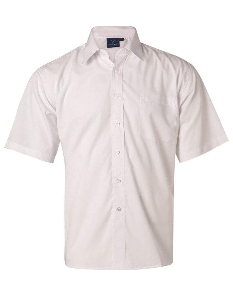 BENCHMARKMen's Poplin Short Sleeve Business Shirt BS01S Corporate Wear Benchmark White S 