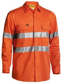 Bisley Workwear 3m Taped Cool Lightweight Hi Vis Shirt Long Sleeve BS6897 Work Wear Bisley Workwear ORANGE (BVEO) S 