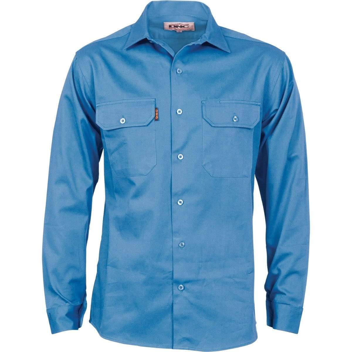 Dnc Workwear 190 Gsm Cotton Drill Long Sleeve Work Shirt With Gusset Sleeve - 3209 Work Wear DNC Workwear Sky S 