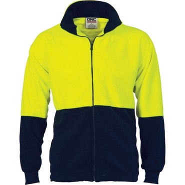 Dnc Workwear Hi-vis Two Tone Full Zip Polar Fleece - 3827 Work Wear DNC Workwear Yellow/Navy XS 