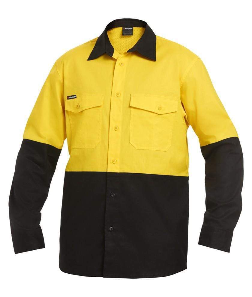 KingGee Workcool 2 Hi-Vis Spliced Work Shirt K54870 Work Wear KingGee Yellow/Black 2XS 