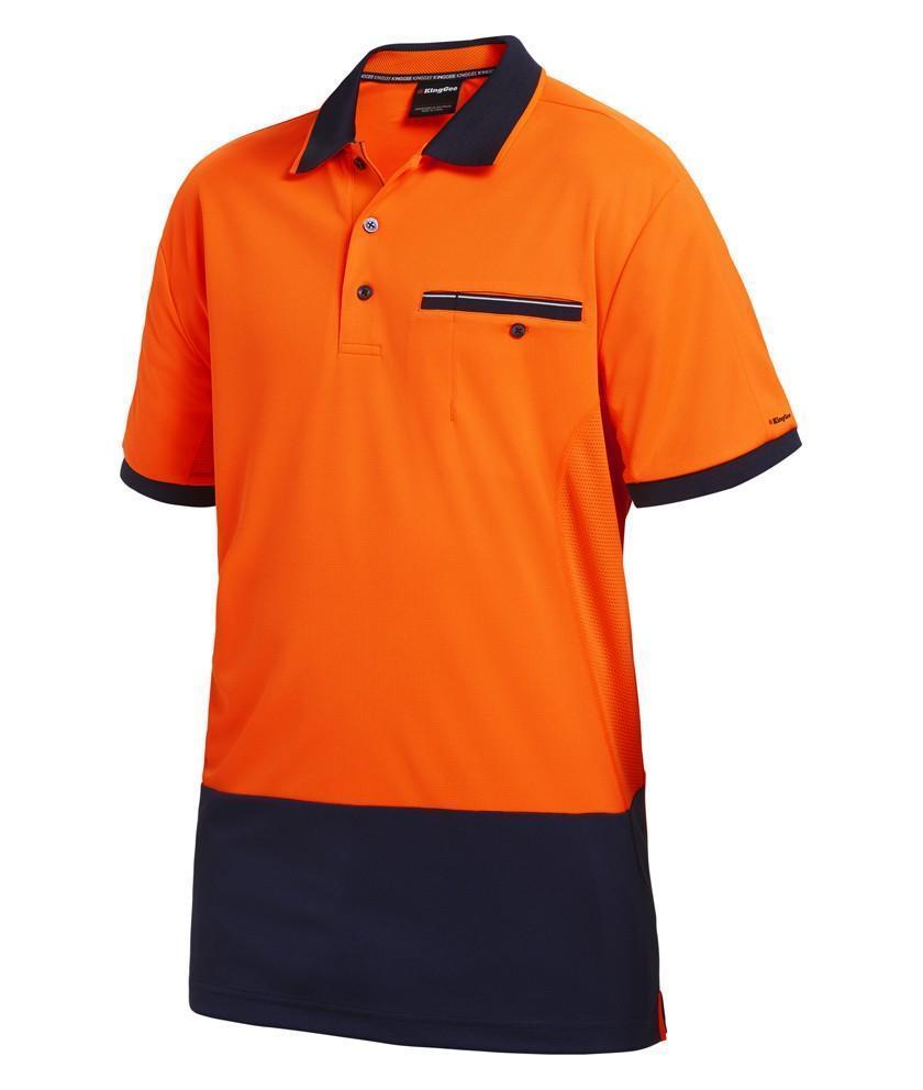 KingGee Workcool 2 Hyperfreeze Hi Vis Work Polo Shirt K54845 Work Wear KingGee Orange/Navy S 