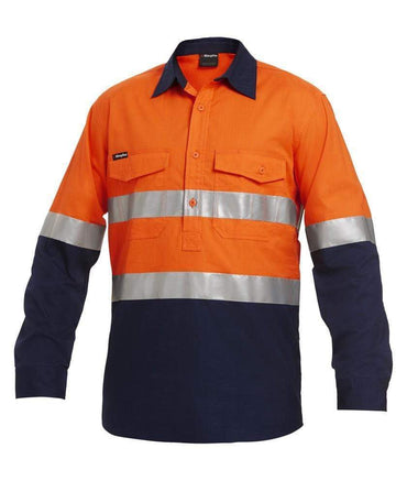 KingGee Workcool 2 Reflective Spliced Closed Front Shirt K54886 Work Wear KingGee Orange/Navy 2XS 