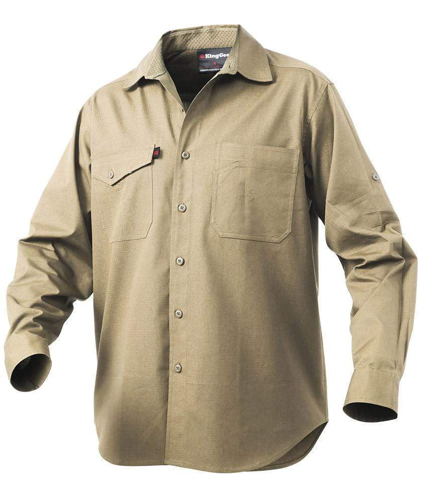 KingGee Workcool 2 Long Sleeve Work Shirt K14820 Work Wear KingGee Khaki 2XS 