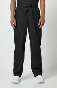 Cherokee Men's Drawstring Cargo Scrub Pant CK4000 in Black, front view