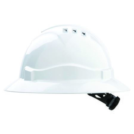 Pro Choice V6 Full Brim Hard Hat Ratchet Harness HHV6FB – White