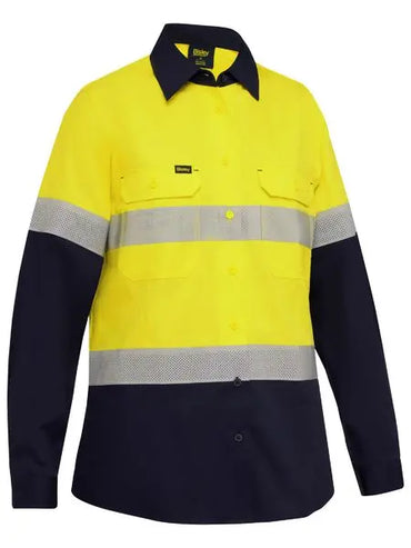 Bisley Women's Long Sleeve Ripstop Hi Vis Vented Shirt BL6495T  Metro Workwear