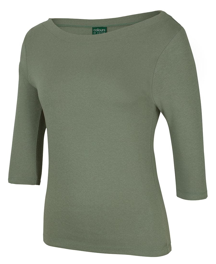 C Of C Ladies 3/4 Sleeve Boat Neck Tee 1BT3 - Flash Uniforms 