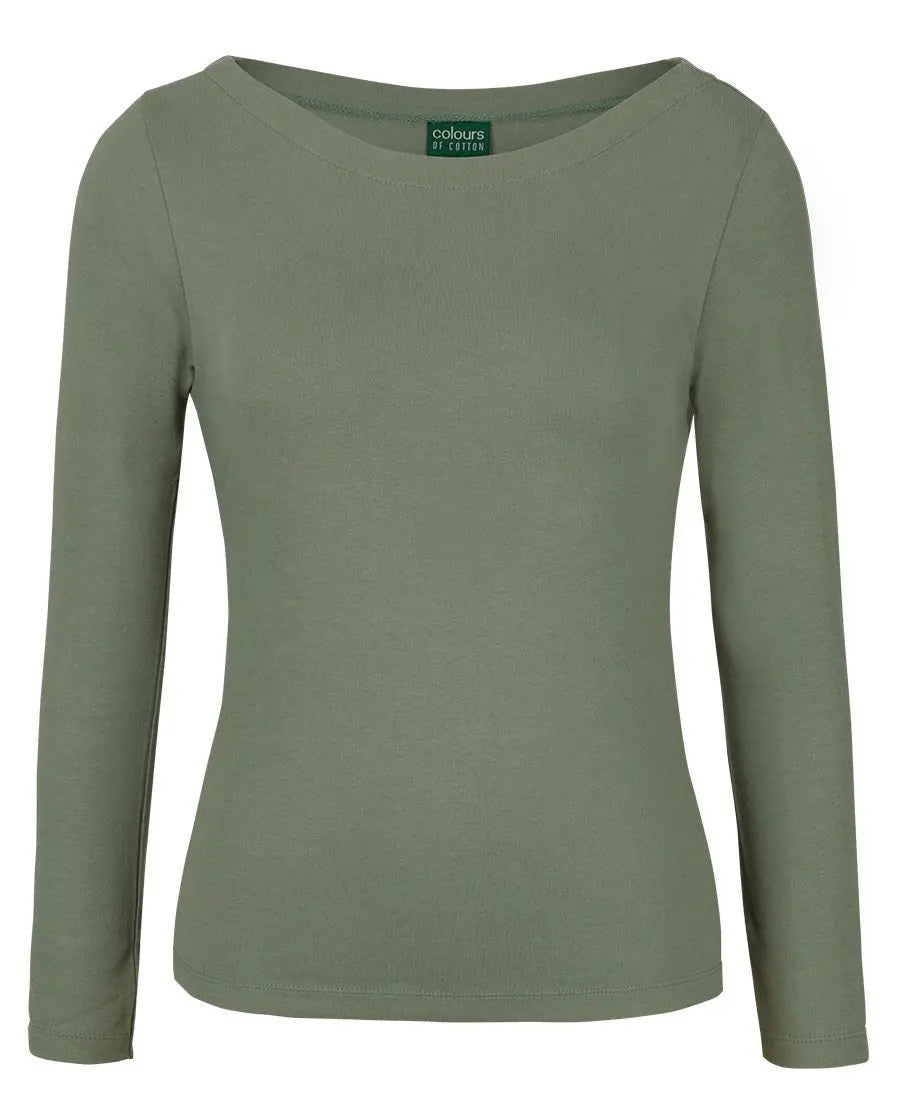 C Of C  Women's Long Sleeve Boat Neck Tee 1BTL
