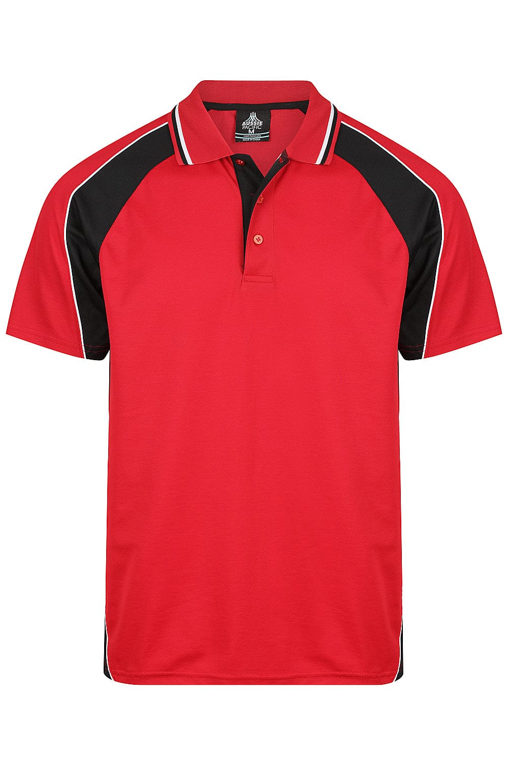 Aussie Pacific Panorama Men's Polo Shirt 1309 in Red/Black/White, front view