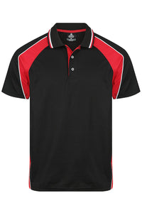 Aussie Pacific Panorama Men's Polo Shirt 1309 in Black/Red/White, front view