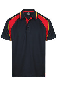 Aussie Pacific Panorama Men's Polo Shirt 1309 in Navy/Red/Gold, front view