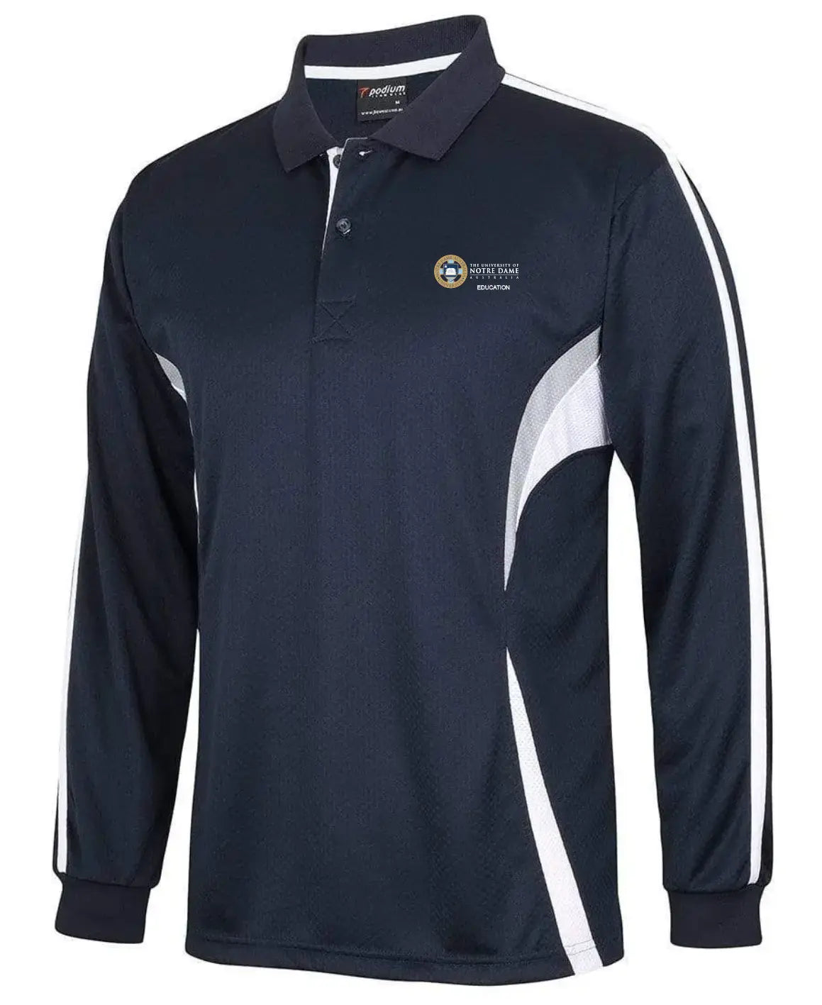 UNDA Men's EDUCATION Navy Long Sleeve Polo UNDACLP