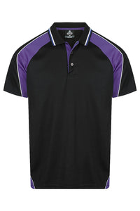 Aussie Pacific Panorama Men's Polo Shirt 1309 in Black/Electric Purple/White, front view