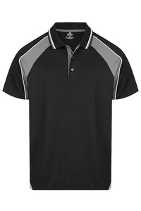 Aussie Pacific Panorama Men's Polo Shirt 1309 in Black/Ashe/White, front view