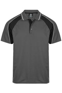Aussie Pacific Panorama Men's Polo Shirt 1309 in Slate/Black/White, front view