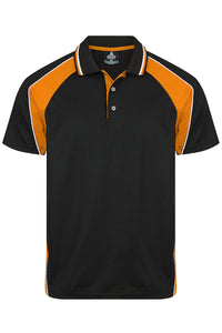 Aussie Pacific Panorama Men's Polo Shirt 1309 in Black/Electric Orange/White, front view