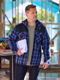 Bisley Workwear Contrast Check Zip Front Hoodie BJ6703