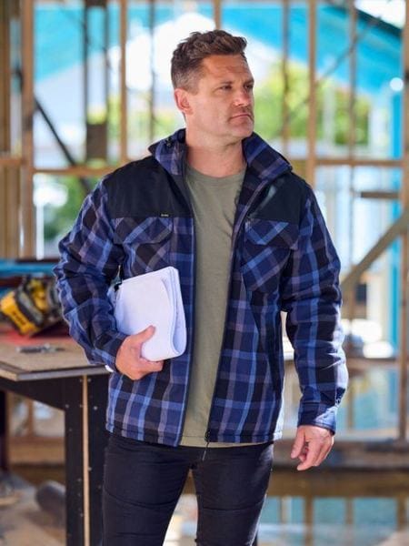 Bisley Workwear Contrast Check Zip Front Hoodie BJ6703