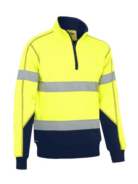 Bisley Taped Hi Vis 1/4 Zip Fleece Pullover With Sherpa Lining BK6987T