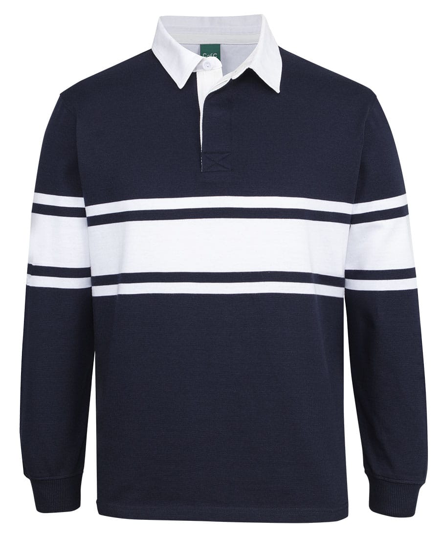 Jb's 3 Stripe Yarn Dyed Rugby Polo Shirt 3RY3