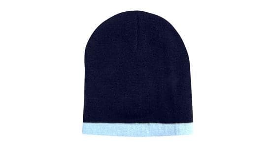 Headwear Acrylic Two Tone Roll Down Beanie X12 - 4188