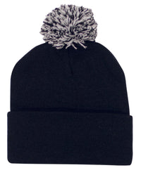 Headwear Knitted Acrylic Beanie With Pom Pom X12 - 4256