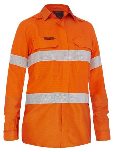 Bisley Apex 185 Women's Taped Hi Vis FR Vented Shirt BL8439T - Flash Uniforms 