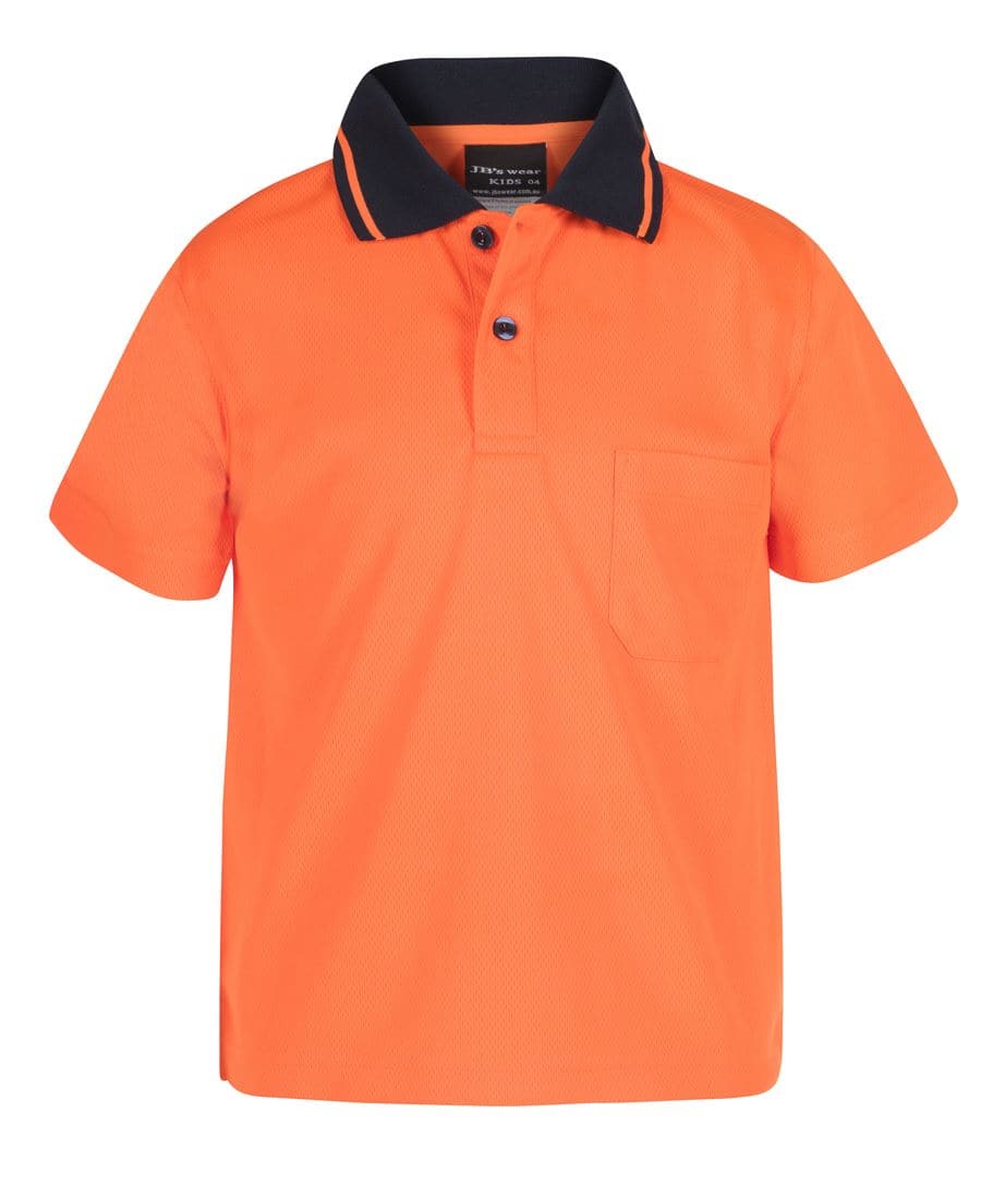 JB'S Wear Kids’ Hi-Vis Non-Cuff Traditional Polo Work Shirt 6HVNC