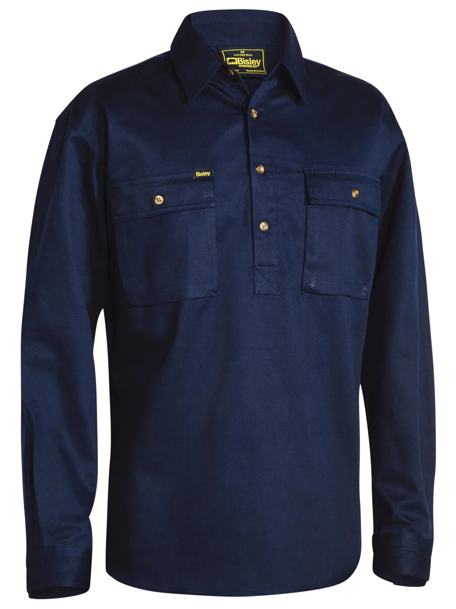 Bisley Workwear Closed Front Cotton Drill Long Sleeve Shirt BSC6433 Bisley Workwear