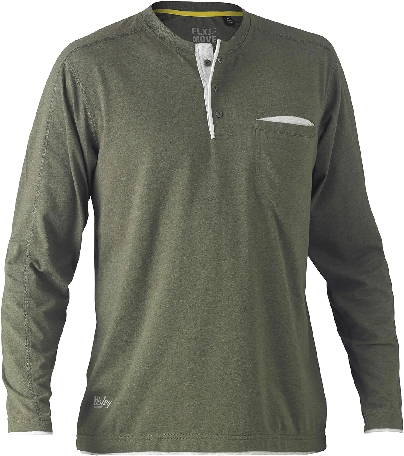 Bisley Workwear Flex & Move™ Cotton Henley Tee Long Sleeve BK6932 Bisley Workwear