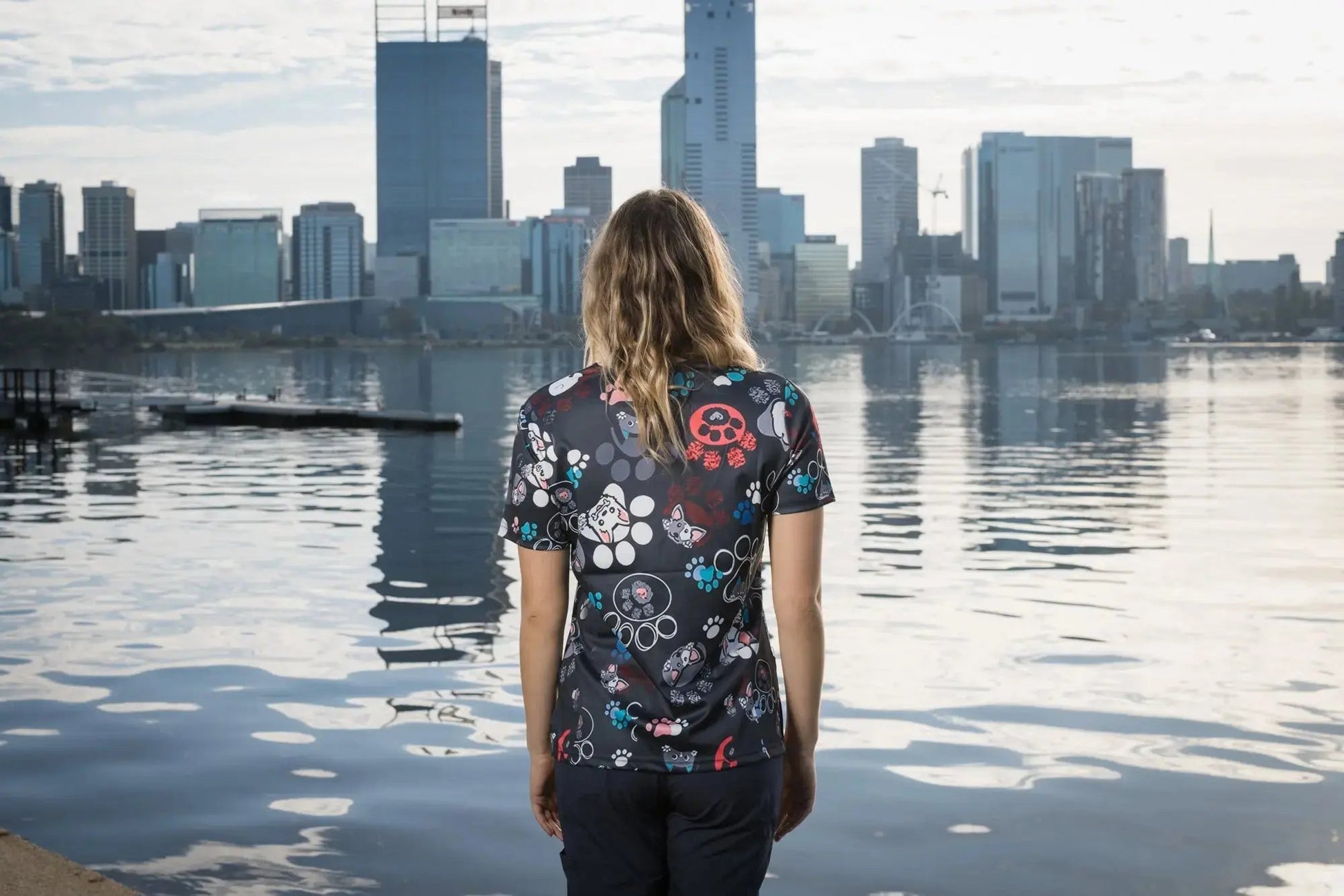 Softies Women's Dog Paw's Slim Fit Fun Scrub Top DPOT01  Simply Scrubs Australia